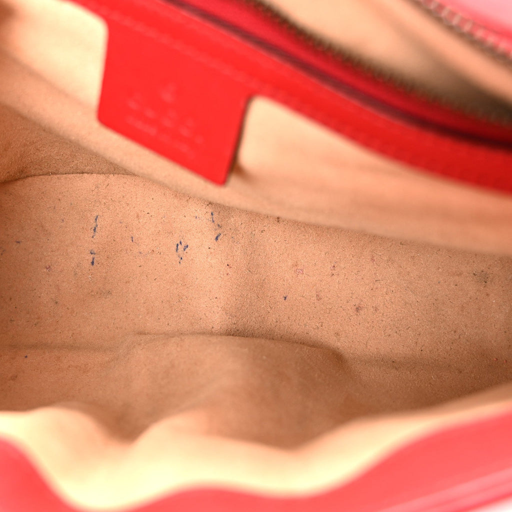 Calfskin Matelasse Small GG Marmont Shoulder Bag Hibiscus Red