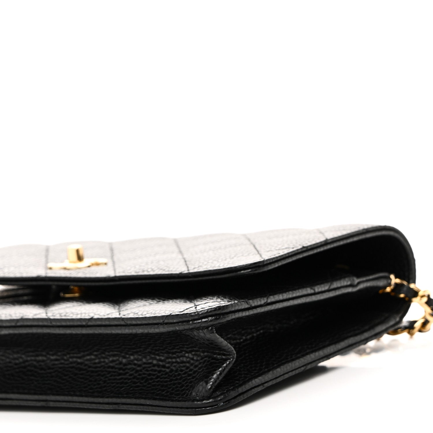 Caviar Quilted CC Turnlock Wallet On Chain WOC Black