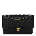 Caviar Quilted Jumbo Double Flap Black