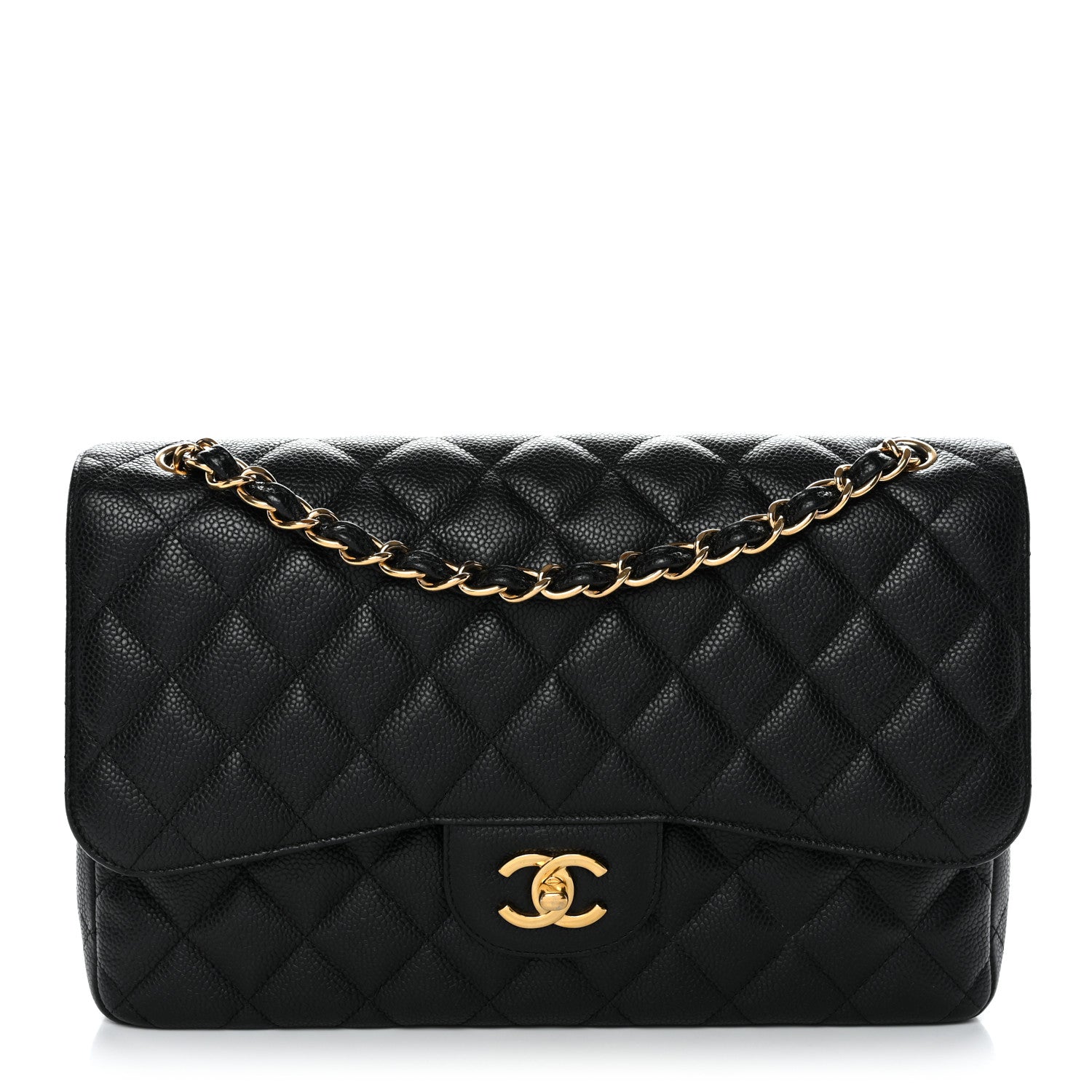 Caviar Quilted Jumbo Double Flap Black
