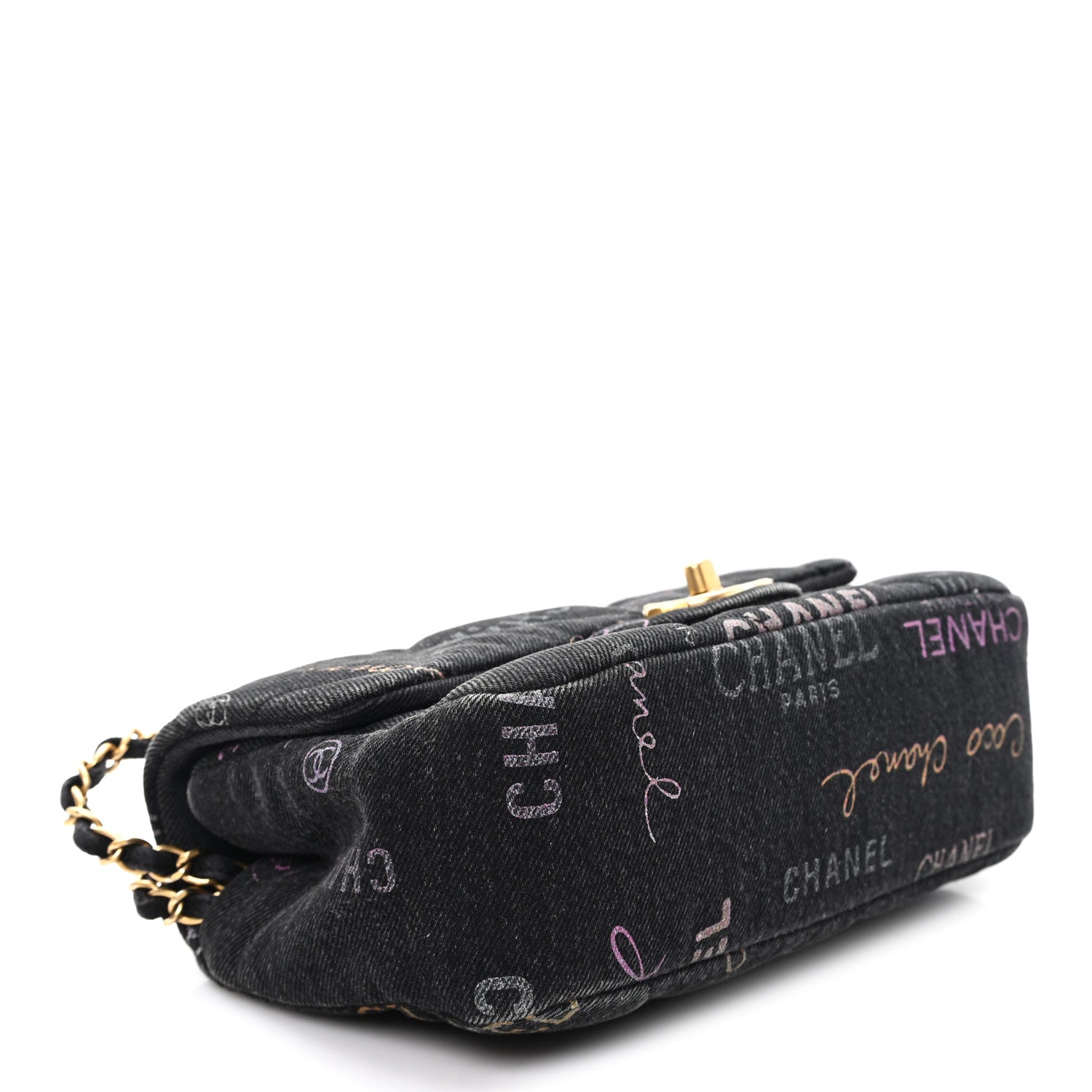 Denim Quilted Denim Mood Mini Rectangular Flap Black Multicolor