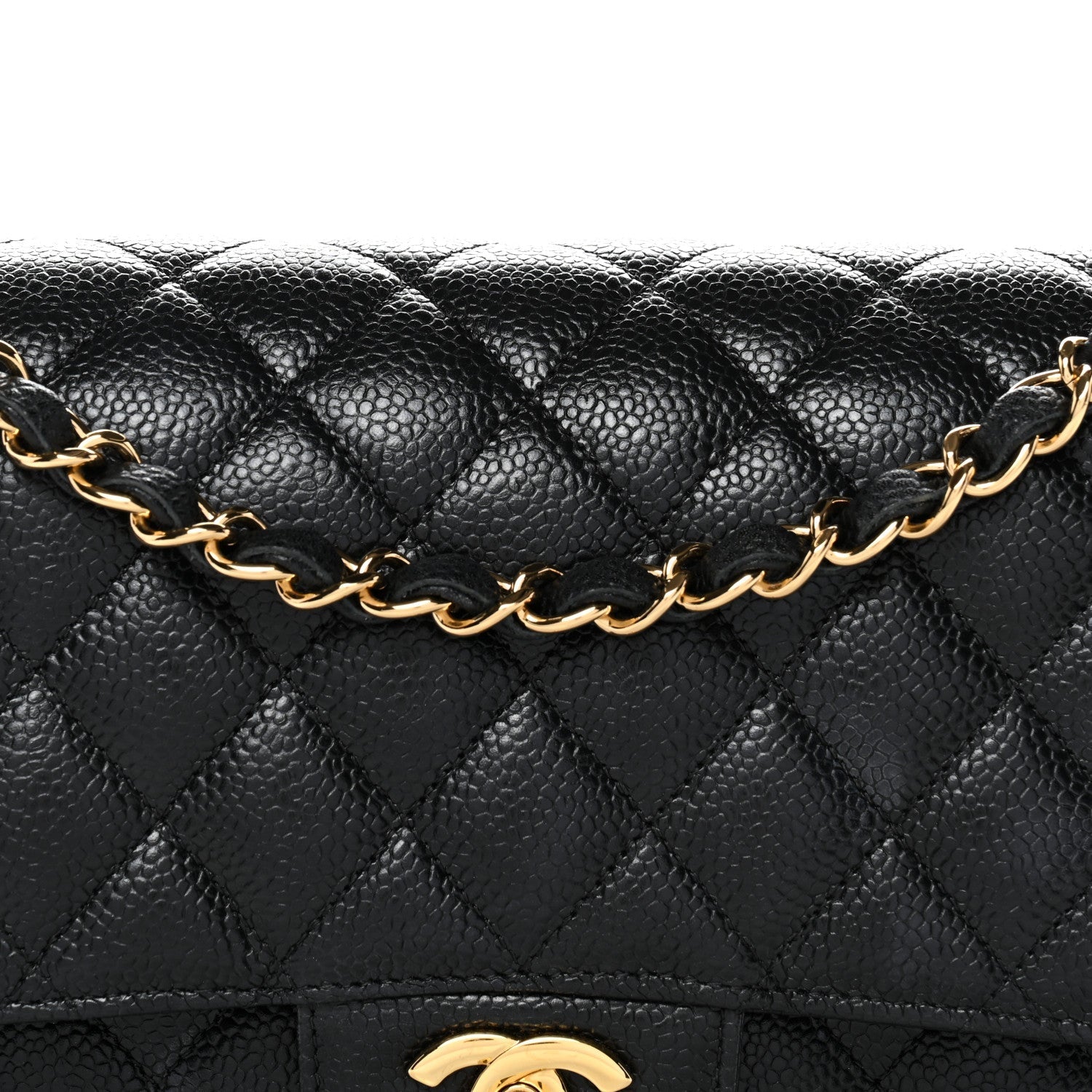 Caviar Quilted Medium Double Flap Black