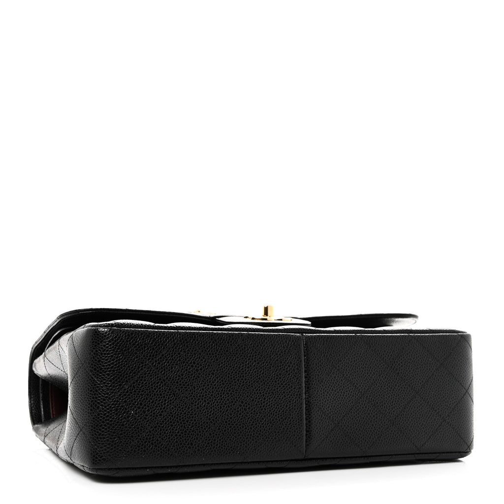 Caviar Quilted Jumbo Double Flap Black