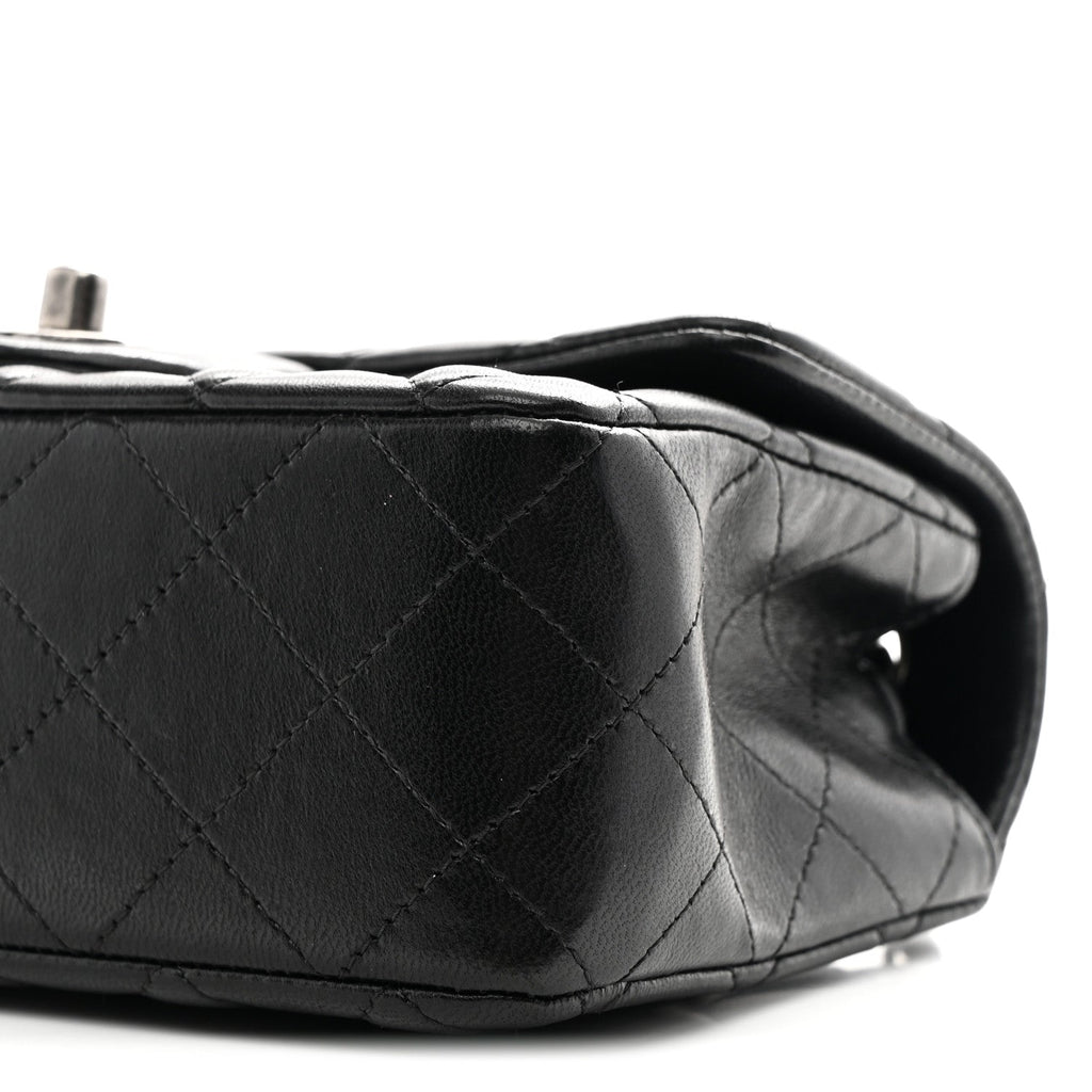 Lambskin Quilted Mini Rectangular Flap Black