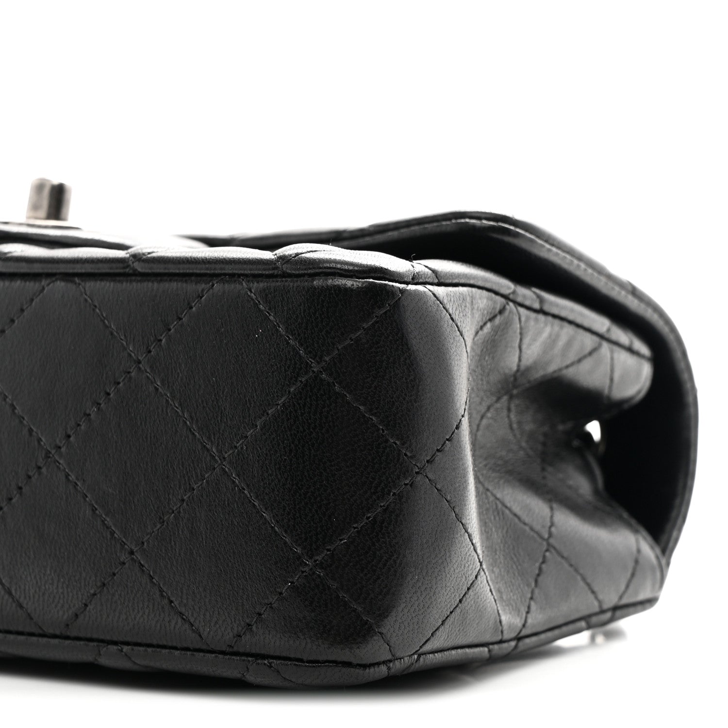 Lambskin Quilted Mini Rectangular Flap Black