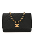Caviar Quilted CC Turnlock Charm Wallet On Chain WOC Black