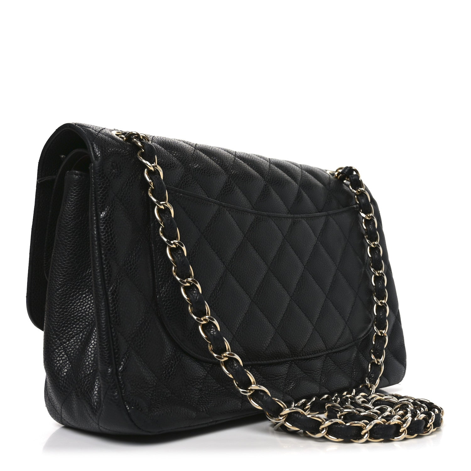 Caviar Quilted Jumbo Double Flap Black
