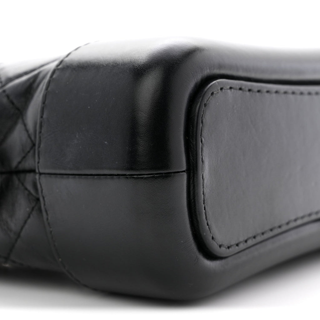 Aged Calfskin Quilted Small Gabrielle Hobo Black