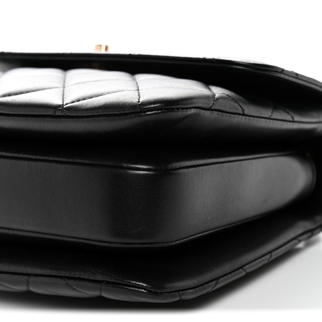 Lambskin Quilted Small Trendy CC Dual Handle Flap Bag Black