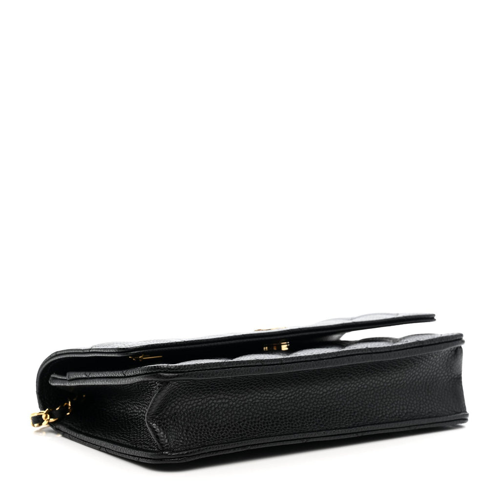 Caviar Quilted Wallet on Chain WOC Black