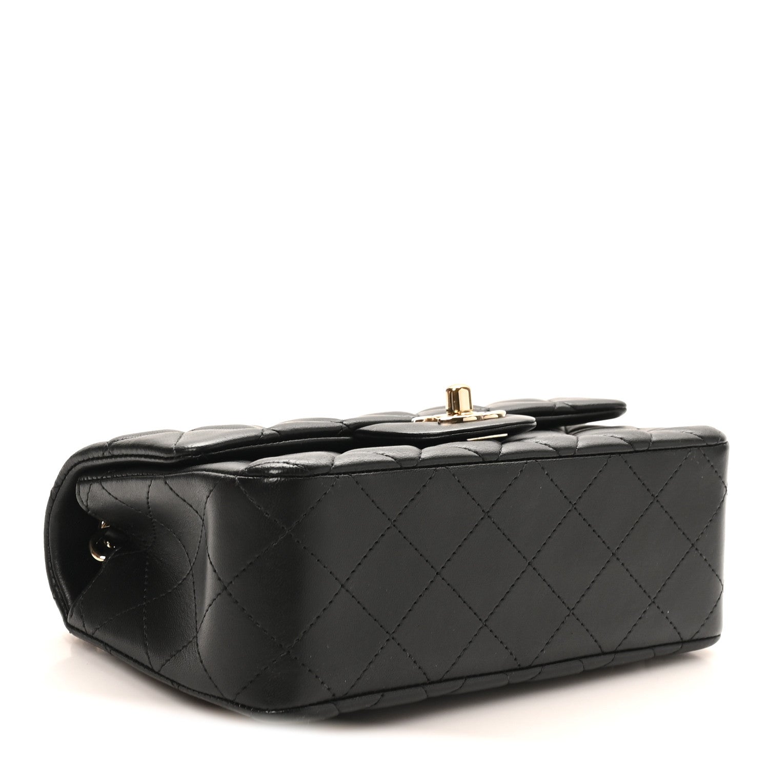 Lambskin Quilted Mini Rectangular Flap Black
