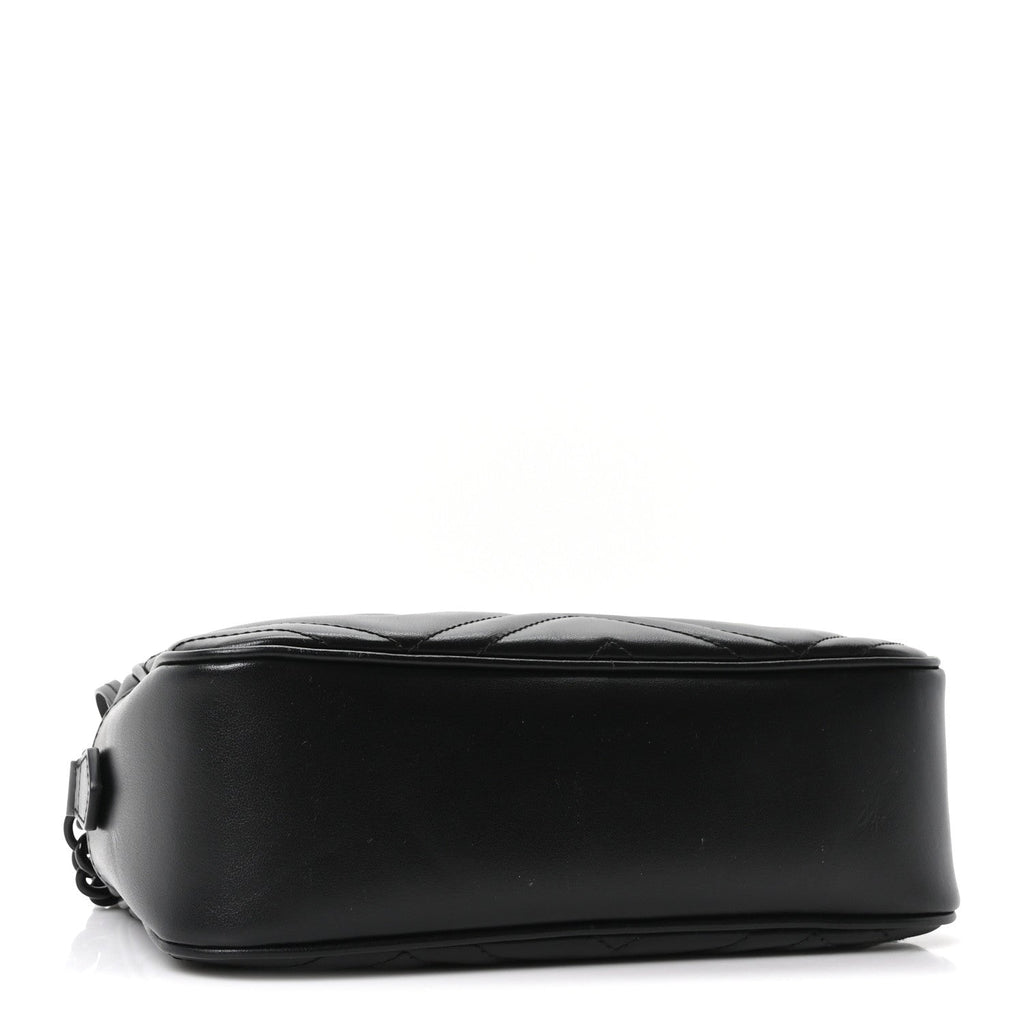 Calfskin Matelasse Monochrome Small GG Marmont Chain Shoulder Bag Black