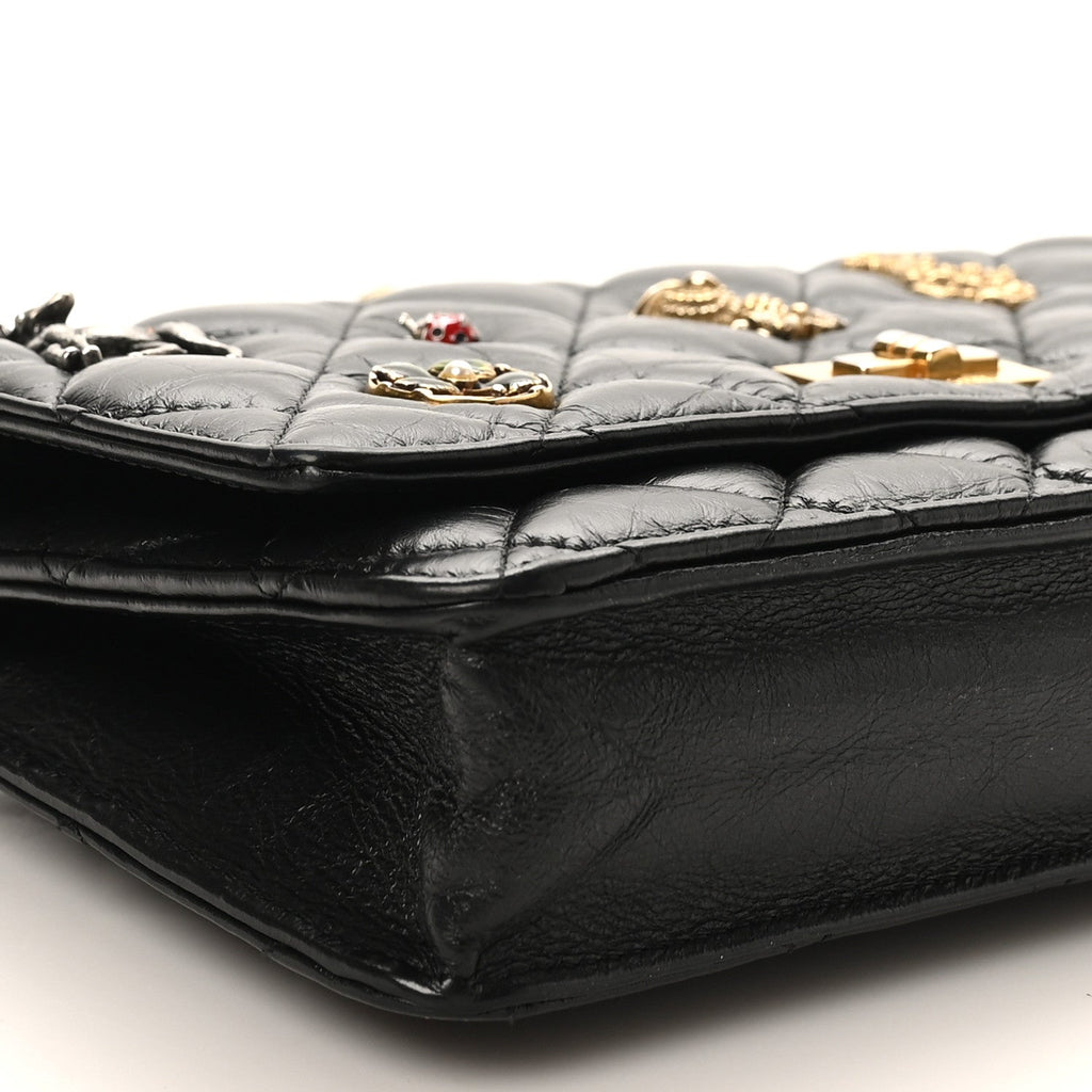 Aged Calfskin Lucky Charms 2.55 Reissue Wallet on Chain WOC Black