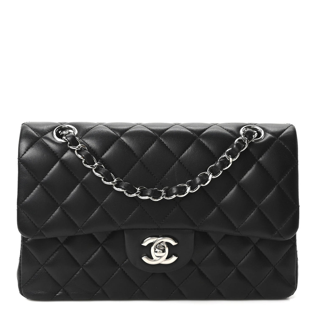 Lambskin Quilted Small Double Flap Black
