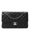 Lambskin Quilted Small Double Flap Black