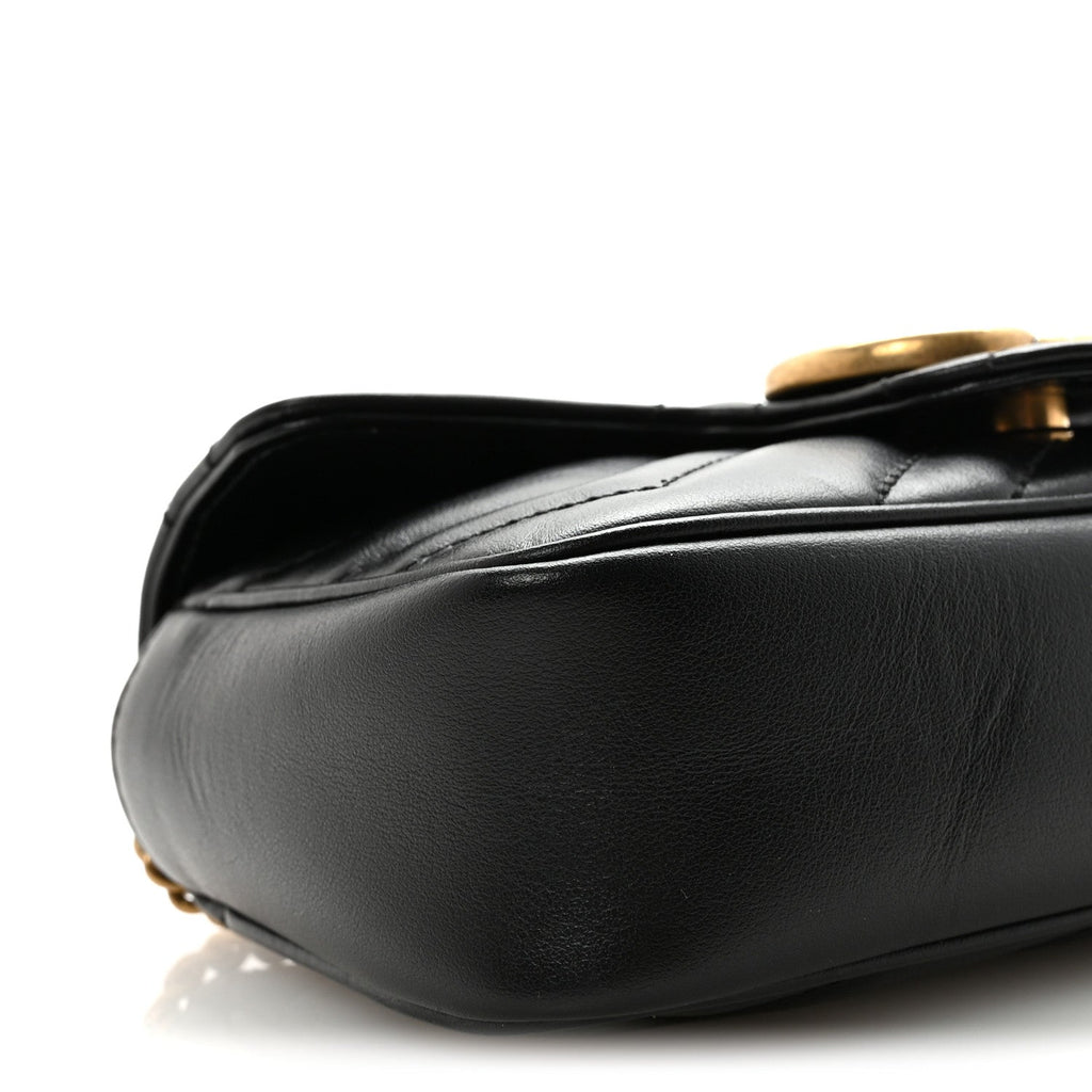 Calfskin Matelasse Super Mini GG Marmont Shoulder Bag Black