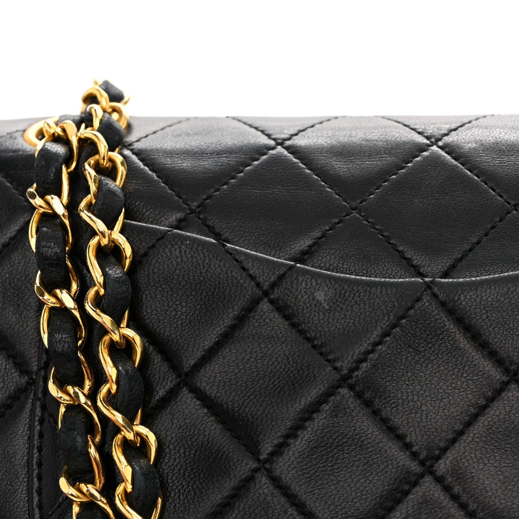 Lambskin Quilted Small Double Flap Black