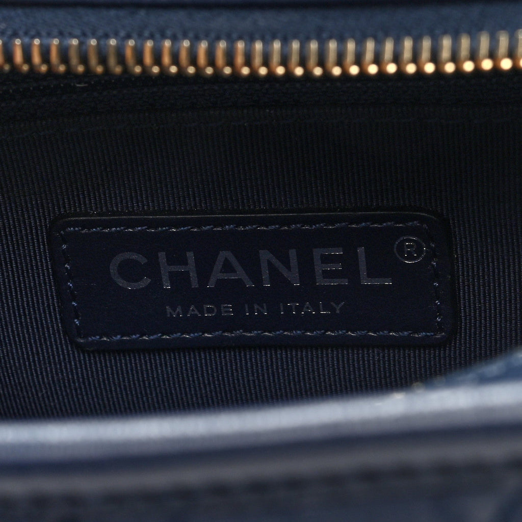 Aged Calfskin Quilted Small Gabrielle Hobo Navy