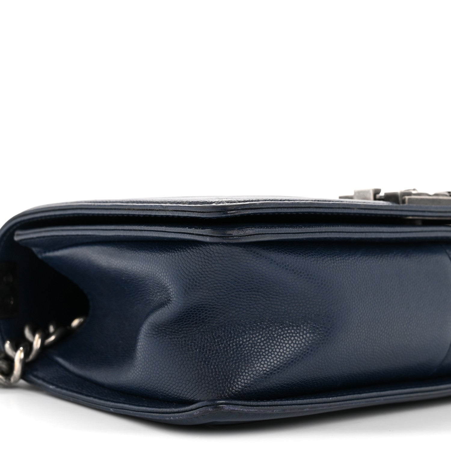Caviar Chevron Quilted Medium Boy Flap Navy