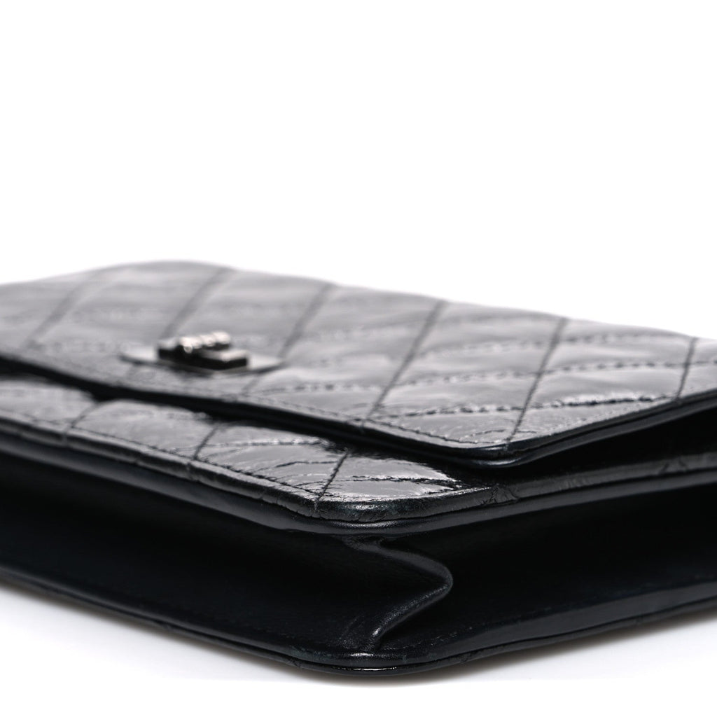 Glazed Aged Calfskin Reissue Wallet On Chain WOC So Black