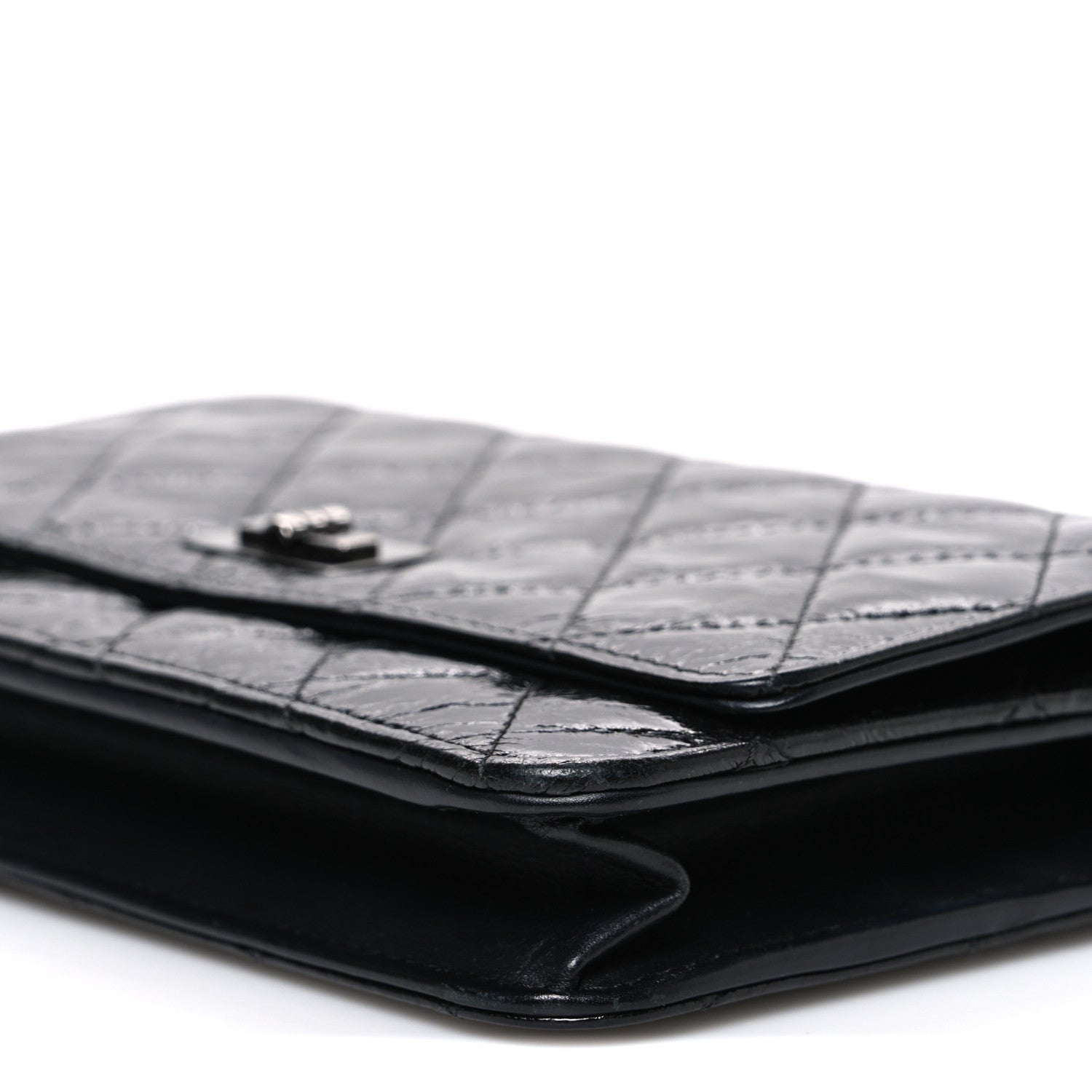 Glazed Aged Calfskin Reissue Wallet On Chain WOC So Black