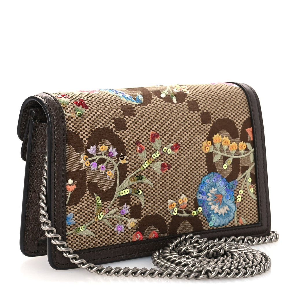 Monogram Jumbo GG Textured Dollar Calfskin Embroidered Super Mini Dionysus Shoulder Bag Camel Ebony New Acero Multicolor
