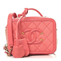 Caviar Quilted Small CC Filigree Vanity Case Pink