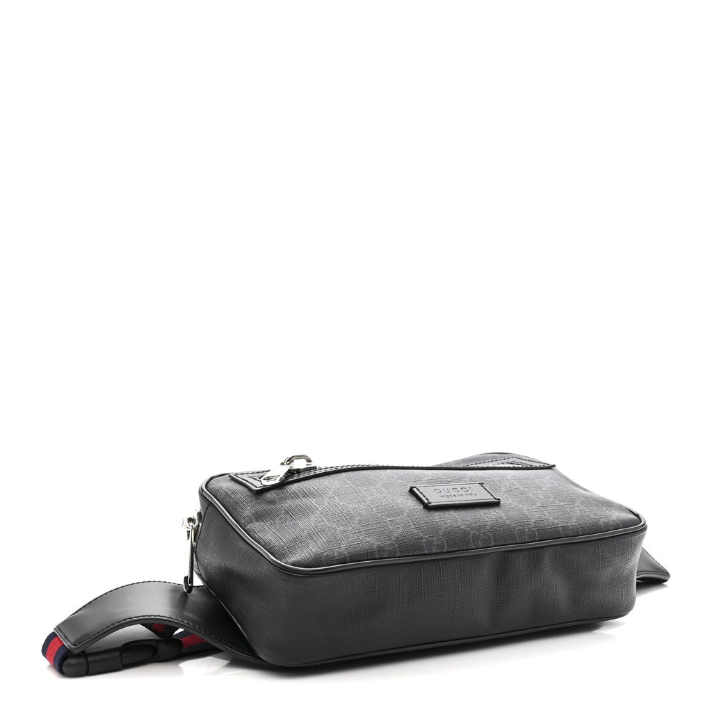 Soft GG Supreme Monogram Web Belt Bag Black Grey