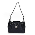 Metallic Caviar Quilted Mini Chanel 25 Handbag Dark Blue