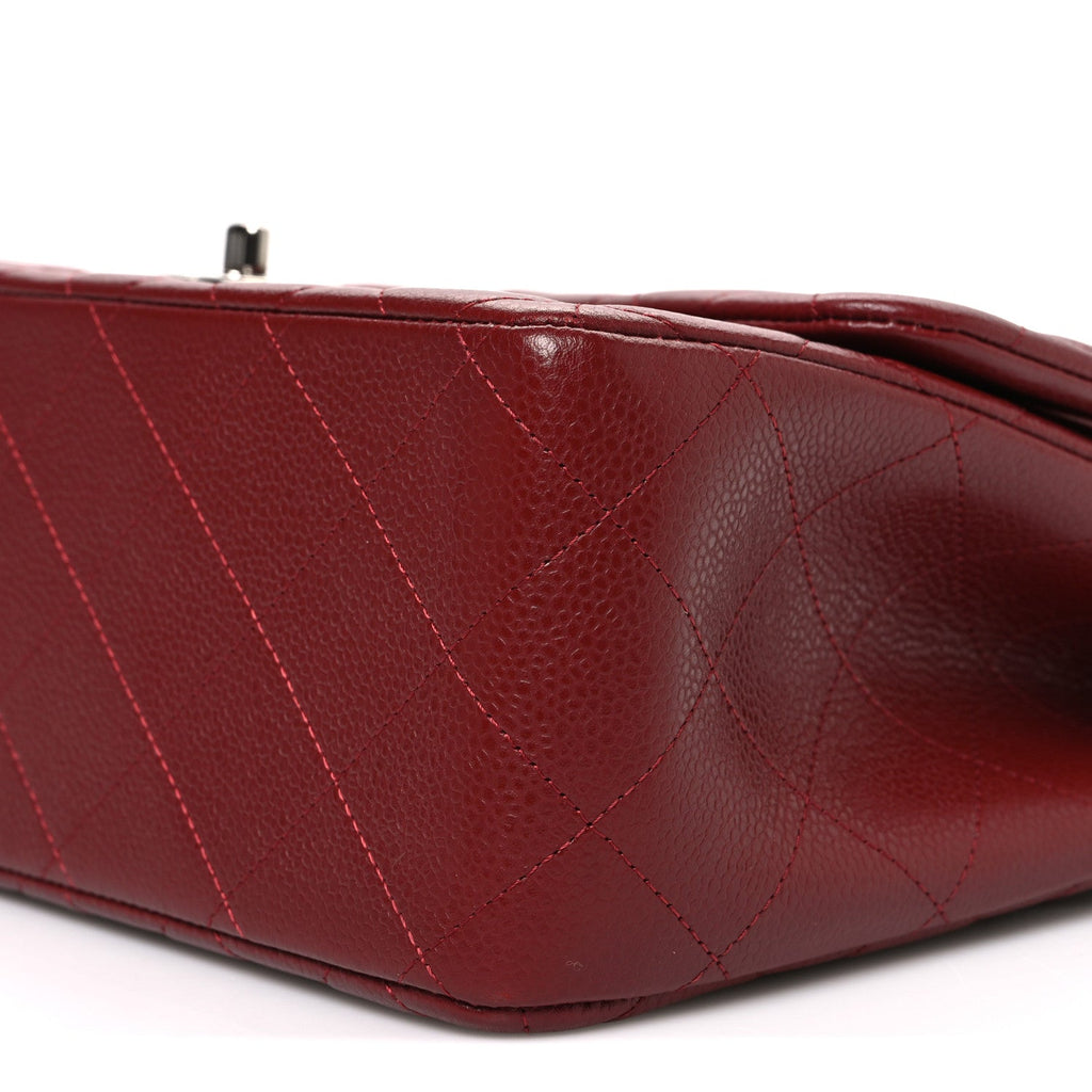 Caviar Quilted Jumbo Double Flap Burgundy