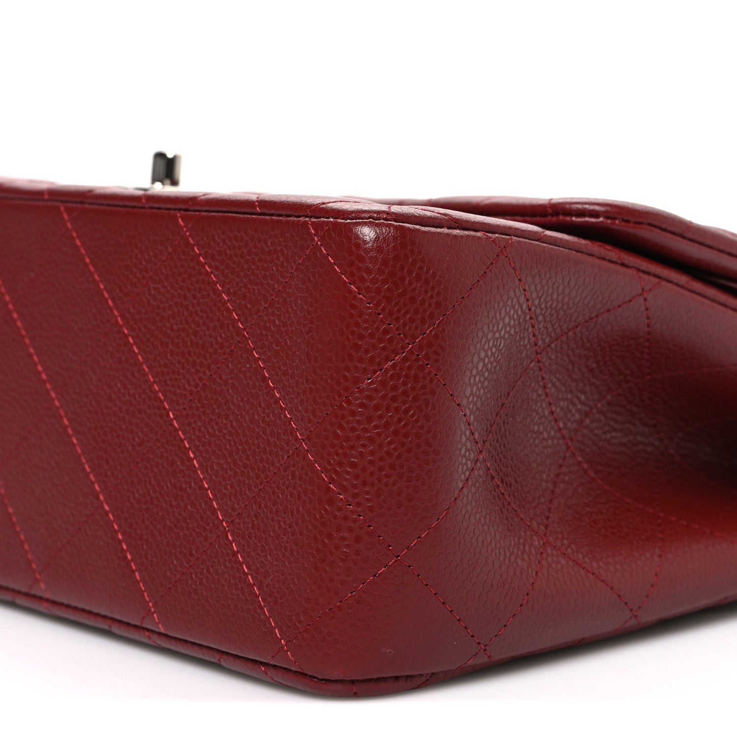 Caviar Quilted Jumbo Double Flap Burgundy
