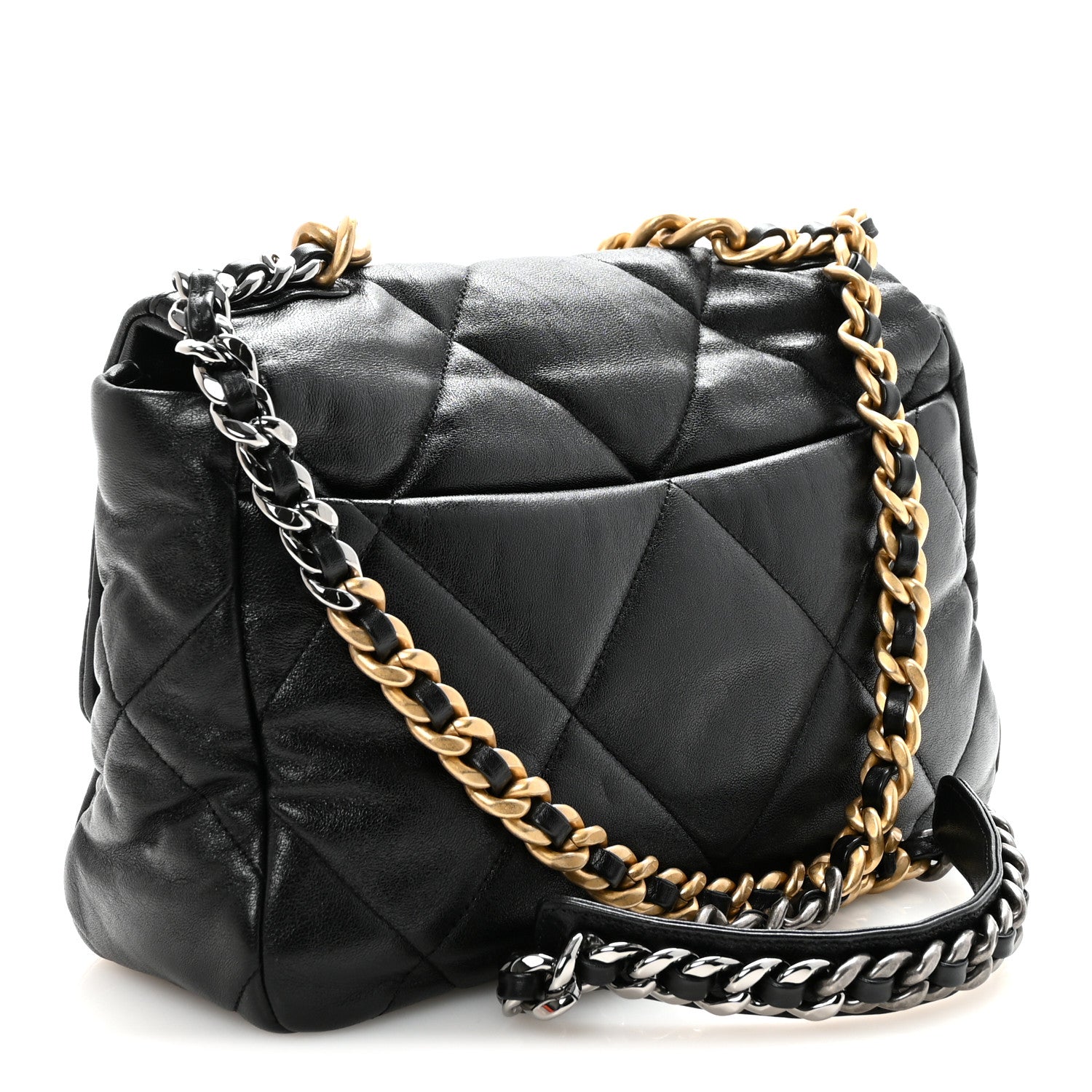 Goatskin Quilted Large Chanel 19 Flap Black