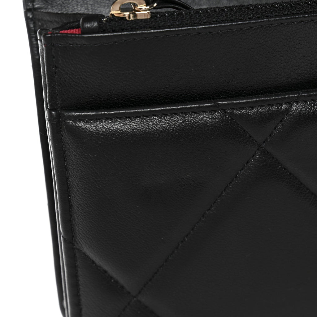 Lambskin Quilted Chanel 19 Wallet On Chain WOC Black