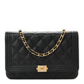 Caviar Quilted Boy Wallet On Chain WOC Black