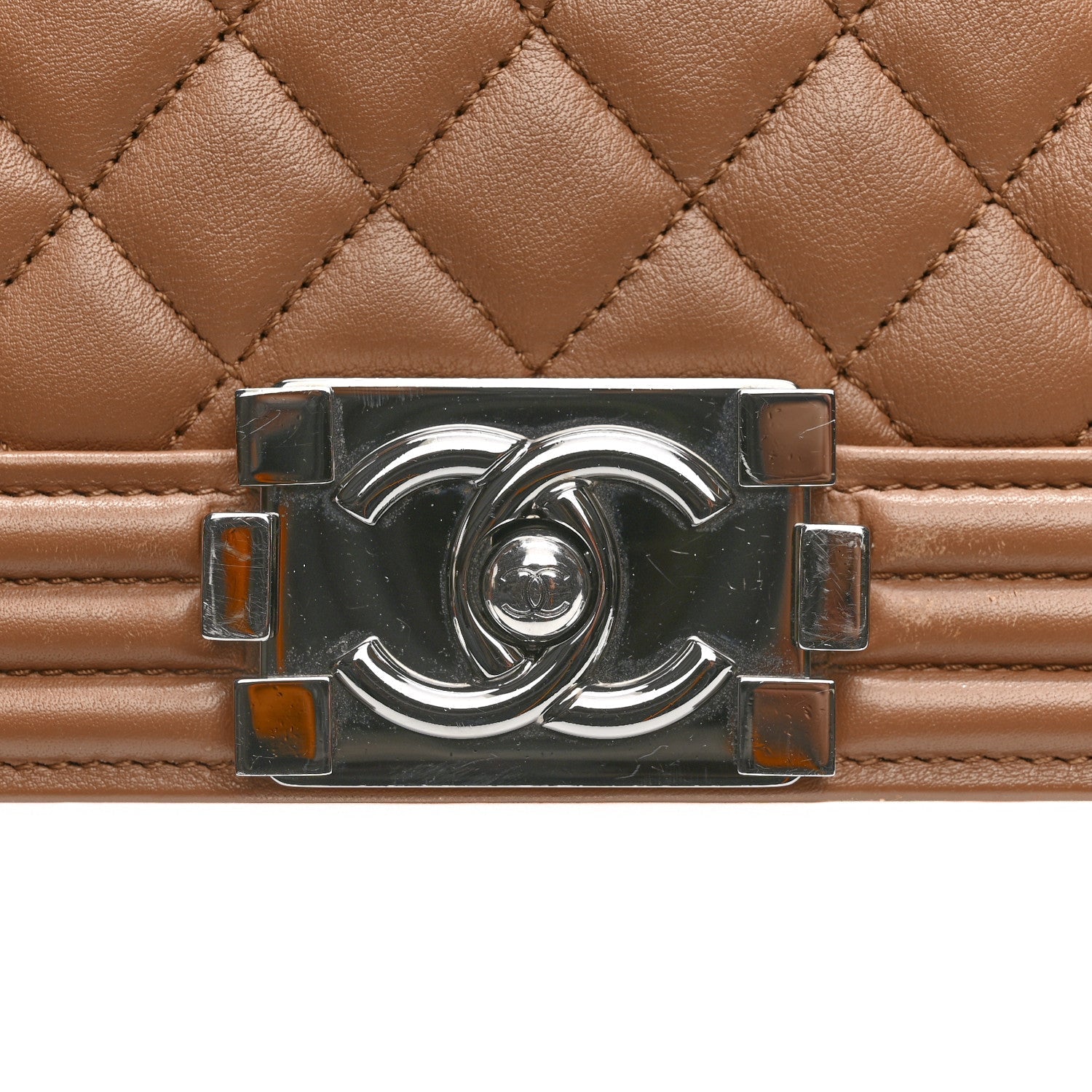 Calfskin Quilted New Medium Boy Flap Dark Beige
