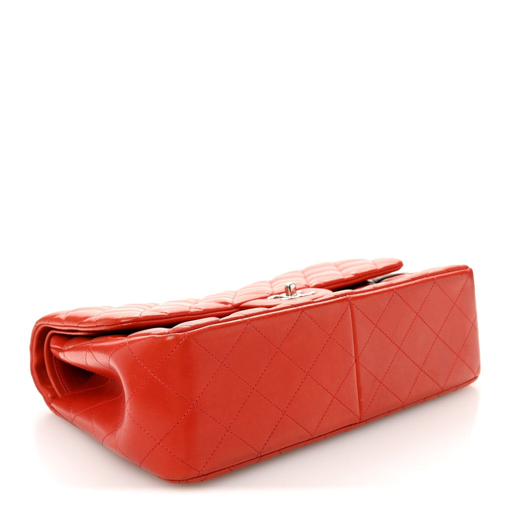 Lambskin Quilted Jumbo Double Flap Red