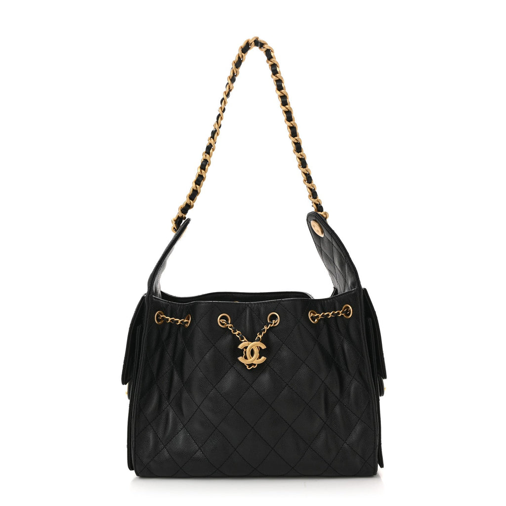 Caviar Quilted Small Chanel 25 Handbag Black