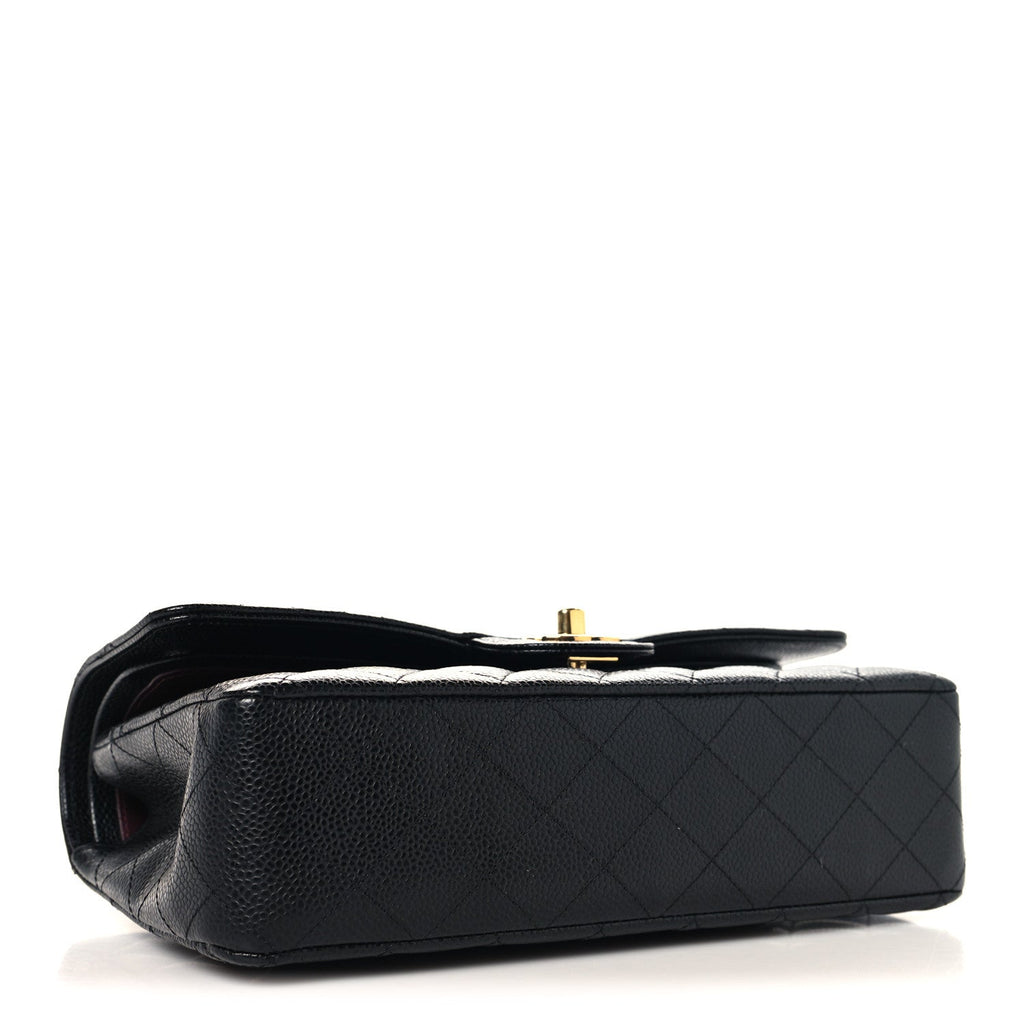 Caviar Quilted Medium Double Flap Black