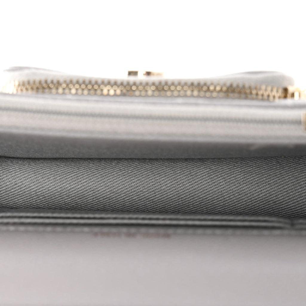 Caviar Quilted Mini Business Affinity Flap Grey