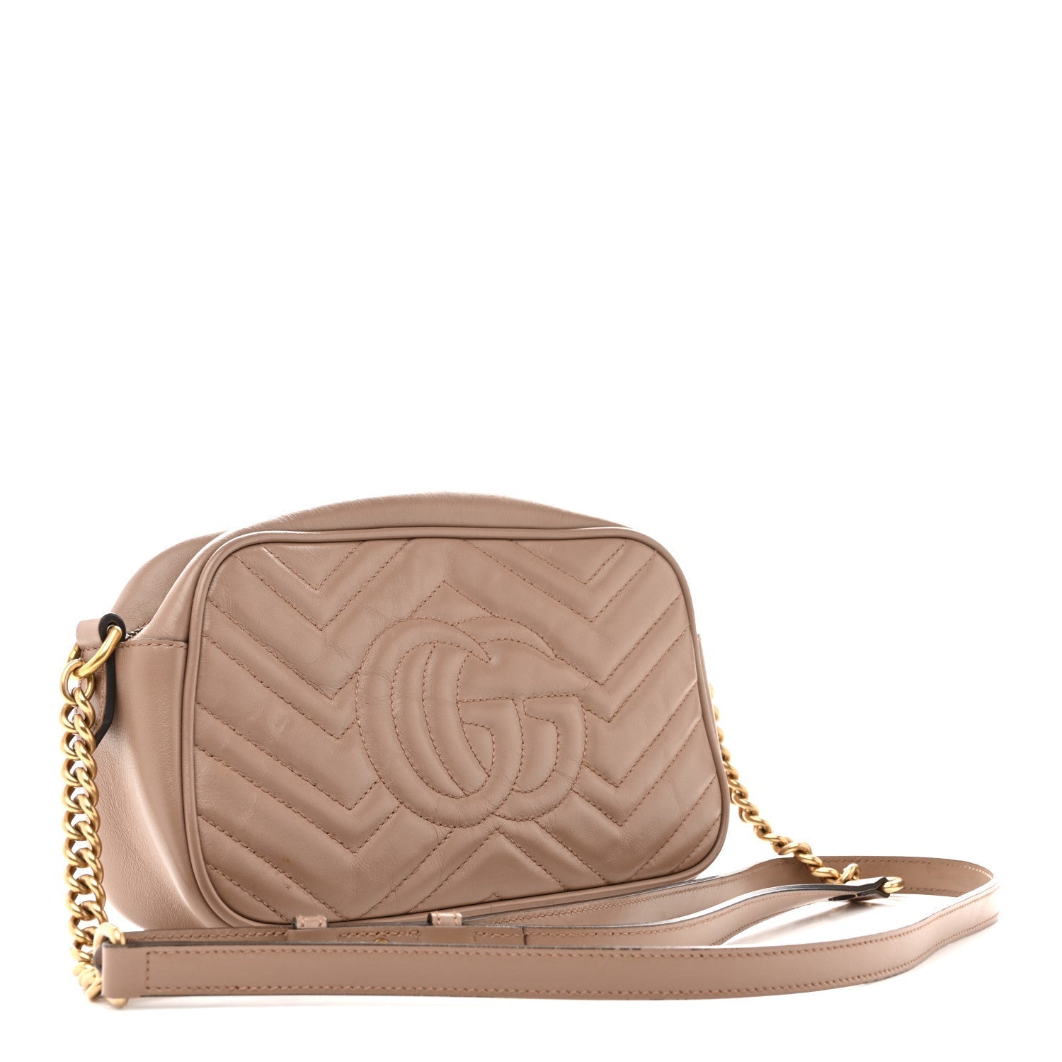 Calfskin Matelasse Small GG Marmont Chain Shoulder Bag Porcelain Rose