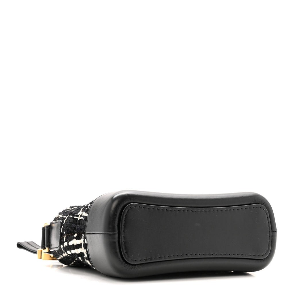 Tweed Calfskin Small Gabrielle Hobo Black White