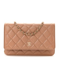 Caviar Quilted Wallet on Chain WOC Dark Beige