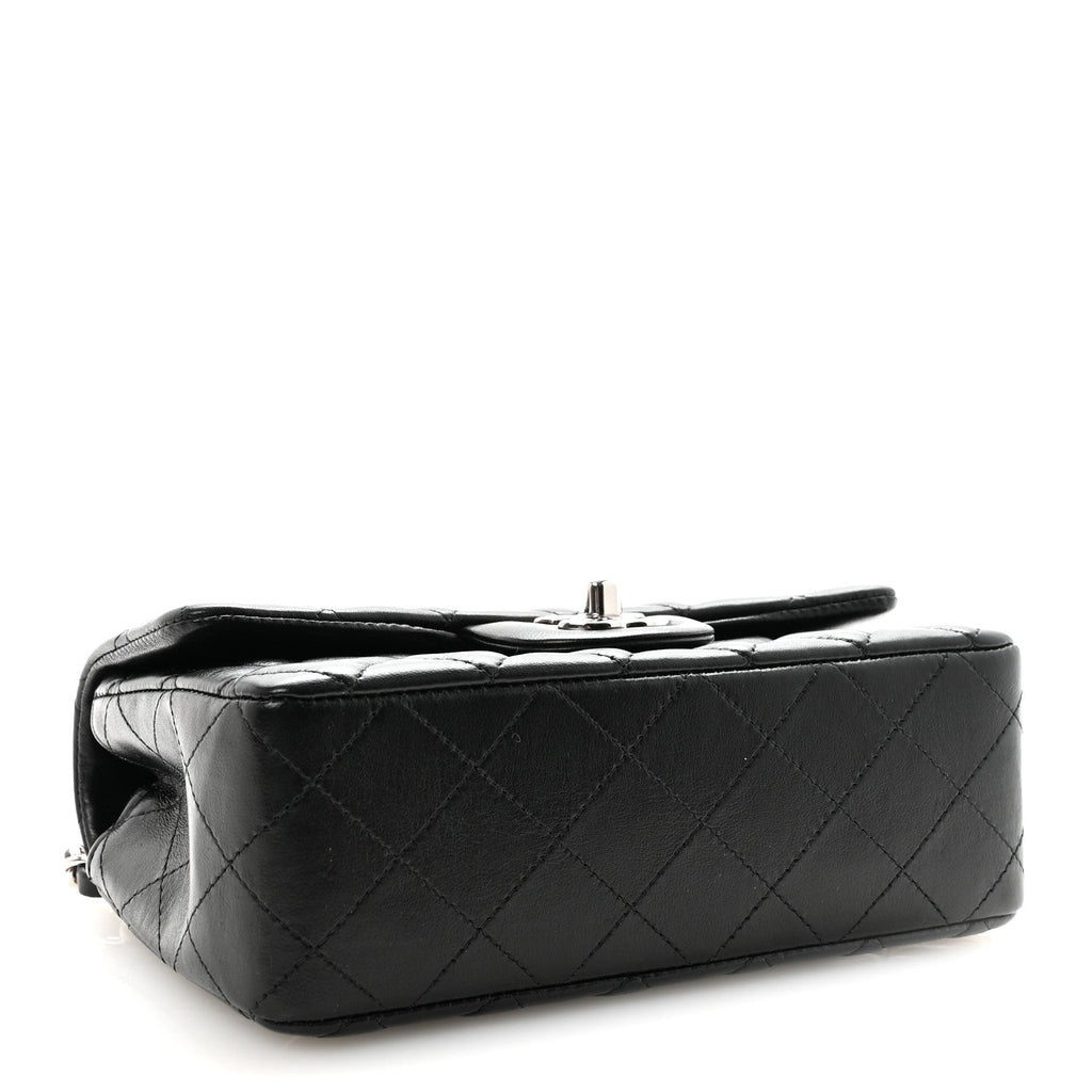 Lambskin Quilted Mini Rectangular Flap Black