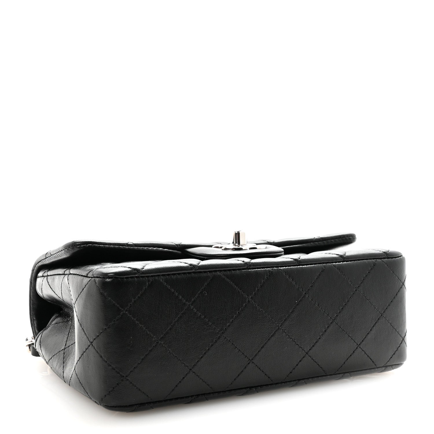 Lambskin Quilted Mini Rectangular Flap Black