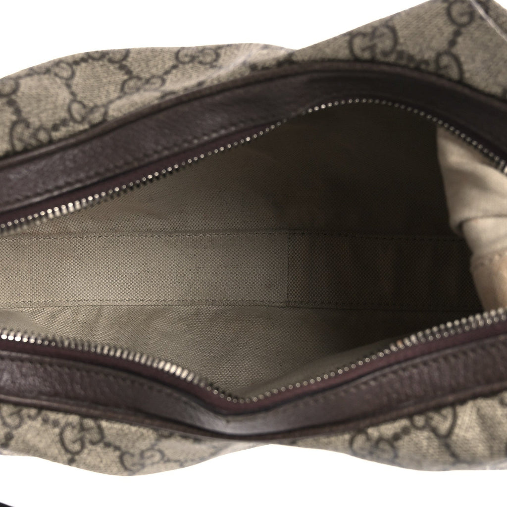 GG Supreme Monogram Textured Calfskin Web Large Attache Shoulder Bag Beige Ebony New Acero