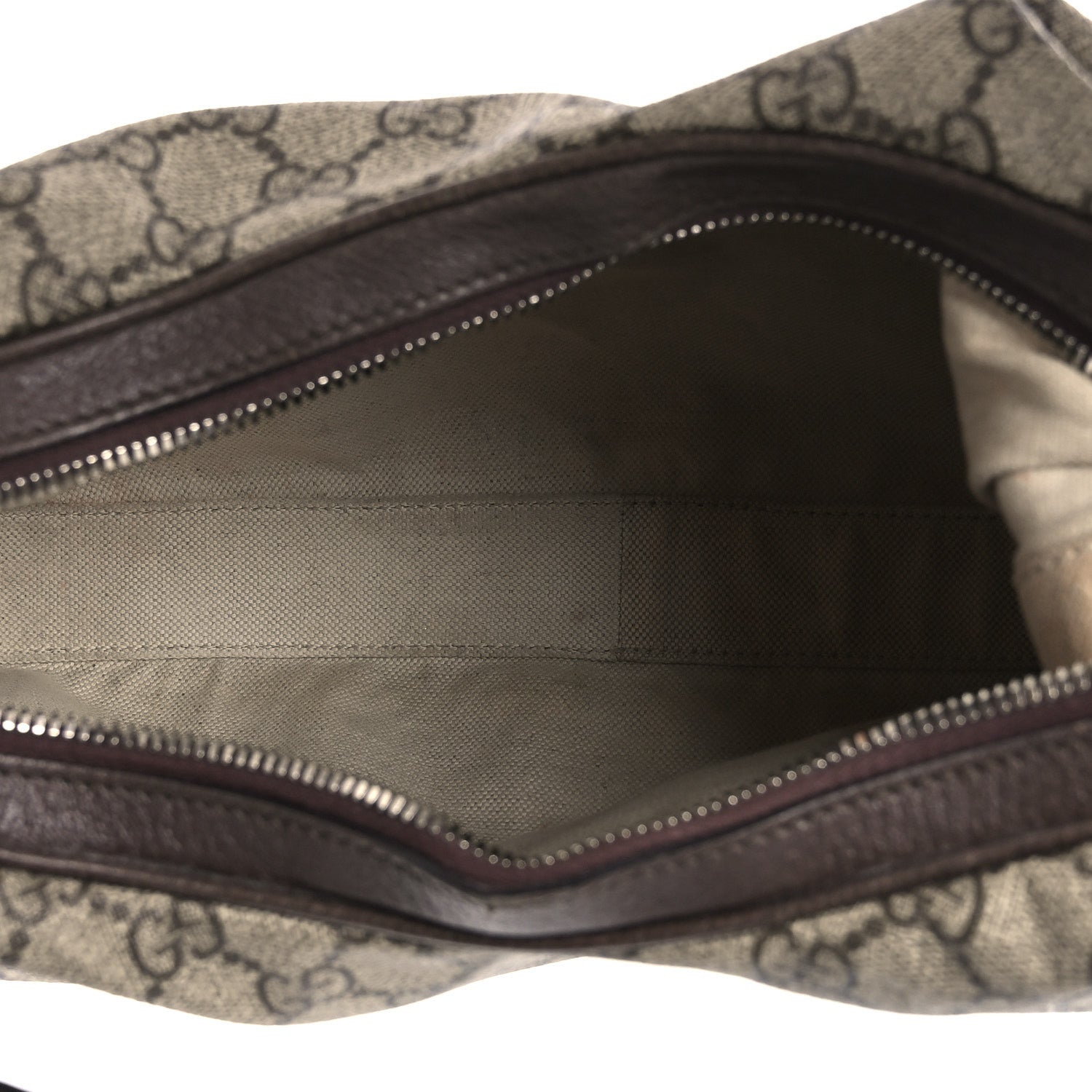 GG Supreme Monogram Textured Calfskin Web Large Attache Shoulder Bag Beige Ebony New Acero