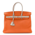 Togo Horseshoe Birkin 35 Orange Gris Perle