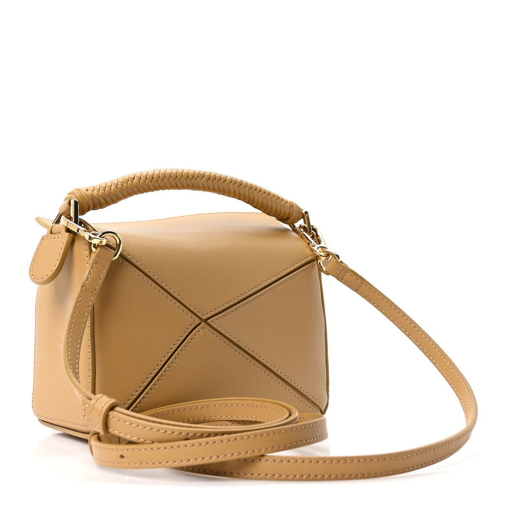 Calfskin Mini Woven Puzzle Bag Sahara