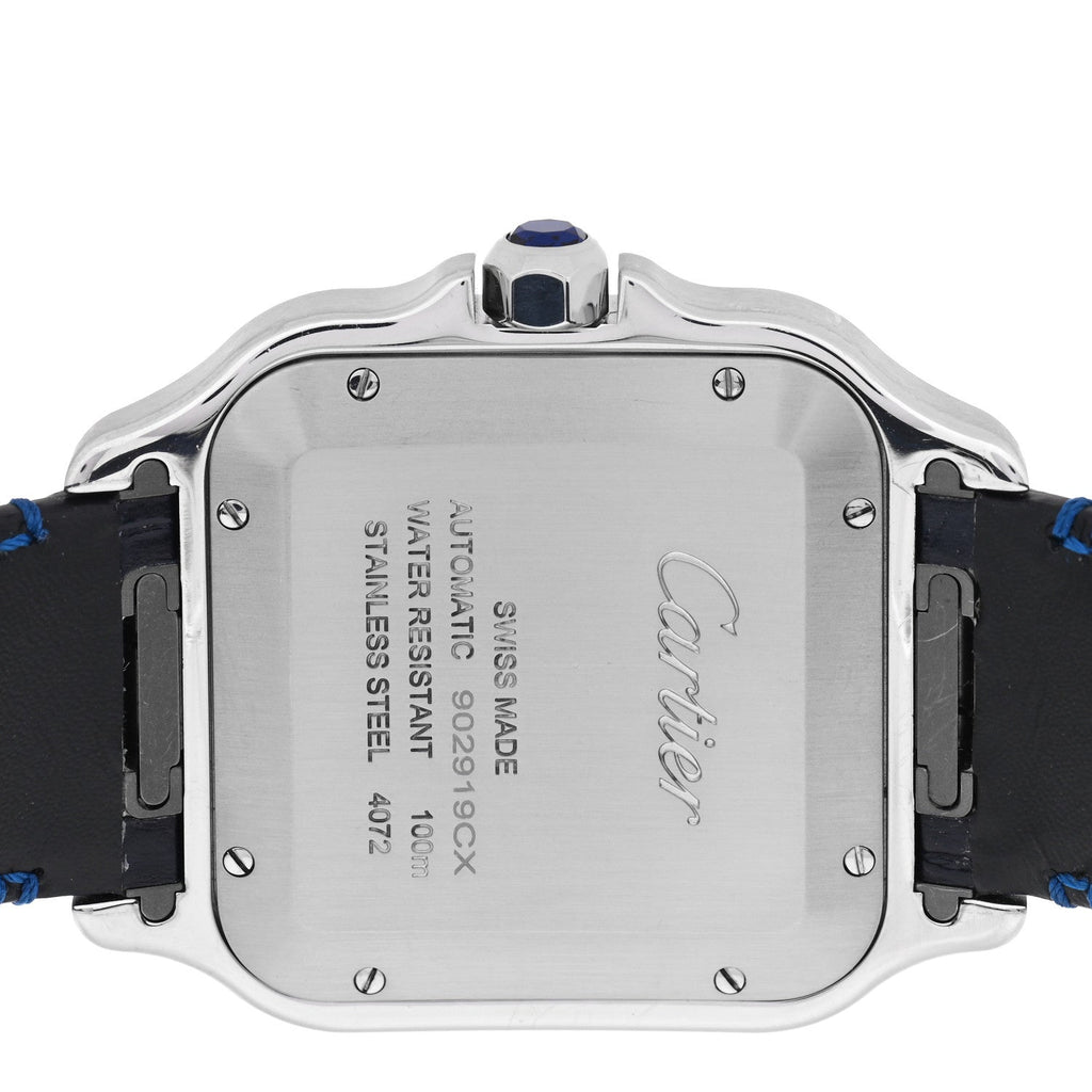 Stainless Steel Alligator 39.8mm Santos De Cartier Automatic Watch Blue