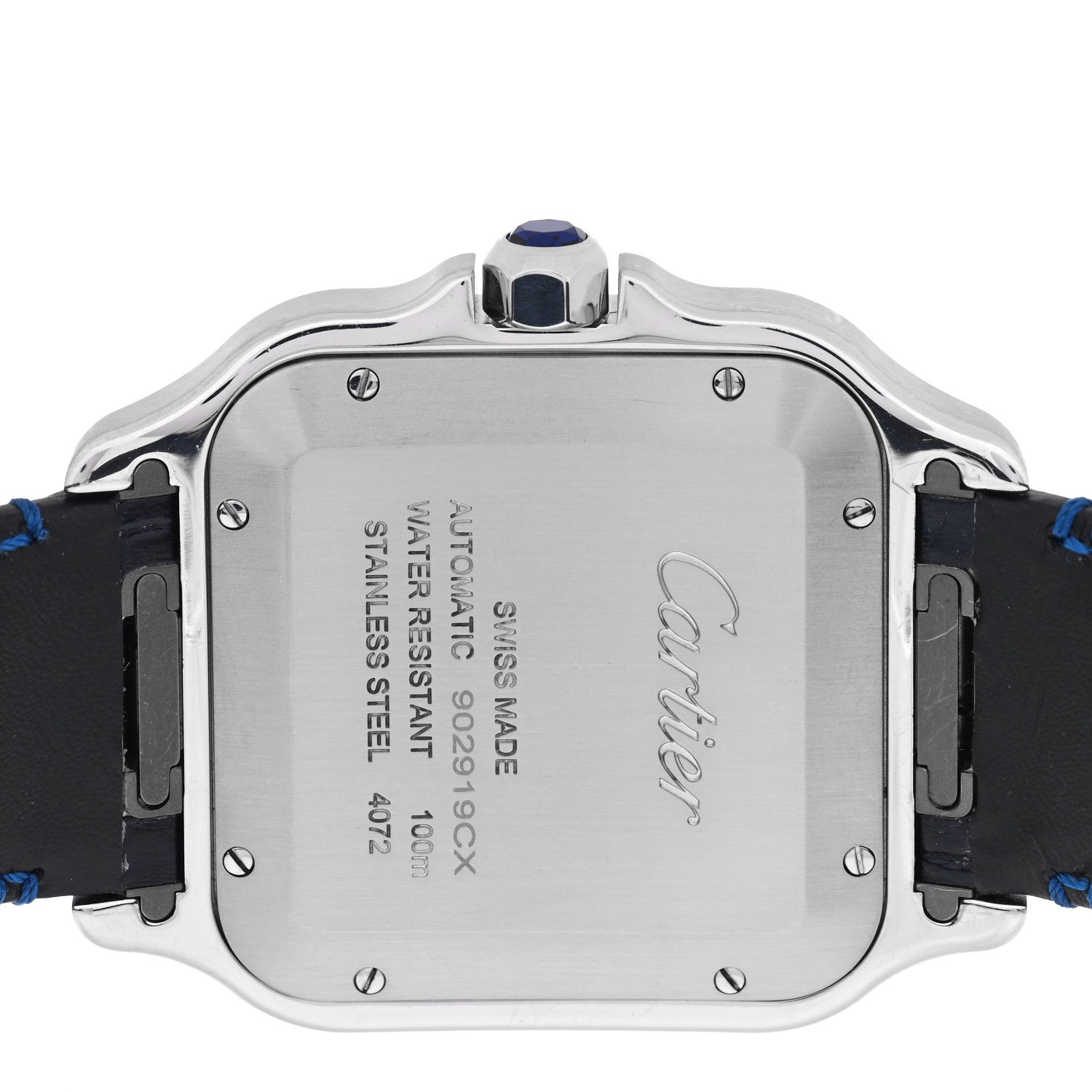 Stainless Steel Alligator 39.8mm Santos De Cartier Automatic Watch Blue